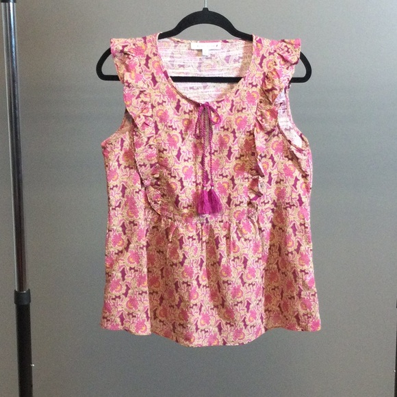 M Rose & Olive fuchsia ruffle sleeveless top - Picture 1 of 16